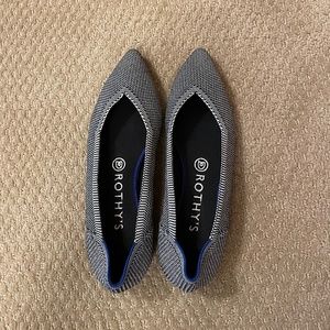 Rothy's Pointed Toe Flats - Black and White Weave Pattern